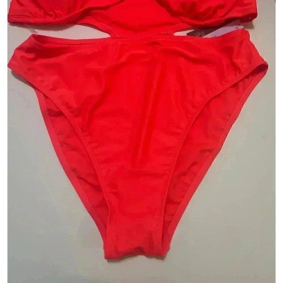 Wild Fable Cross Front Halter One Piece Swimsuit Coral NWT Size XL - Picture 4 of 8